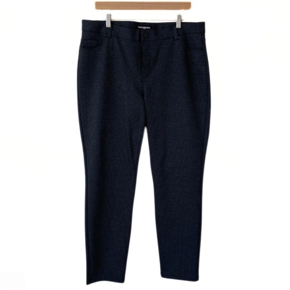 Karl Lagerfeld Grey High-Rise Slim-Leg Workwear Pants Size 16